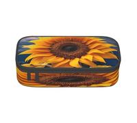 KoloQren Hermoso estuche con estampado de girasol 2 de gran capacidad con cremallera, bolsa de almacenamiento portátil para artículos de papelería