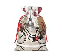 KoloQren Love Paris Tower - Bolsa de lino con cordón para regalo, café, vino, perfume, bicicleta, estampado de corazón, se puede utilizar para regalos, reuniones, viajes, empacar galletas y dulces,