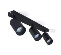 KOLORENO Lámpara Halógena de Superficie Viki - Lámpara de Superficie para Pared y Techo - Lámpara de Superficie Foco de Superficie GU10 - Lámpara de Foco de Superficie x3 - Negro, 400x164x40 mm