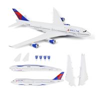 kolotesame maqueta de avión a Escala 1/280 para armar, Compatible con el Boeing 747 de Delta, Kit de Montaje rápido de plástico con Soporte, 25,5cm De Largo, Ideal para exhibición o Regalo