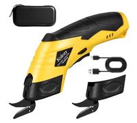 Kolozy Tijeras Eléctricas Costura sin Cable, Cortador de Carton Recargable 4V Batería 2500 mAh 10000 RPM con 2 Cuchillas, Cutter Eléctrico Apto para Tela Cartón Alfombras Fieltro Cuero Plástico
