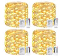 kolpop 4 Piezas Guirnalda Luces Pilas,12M 120 LED 8 modos de luz y control remoto con temporizador, para Exterior/Interior Decoración, Jardin, Fiesta, Navidad, Halloween, Bodas