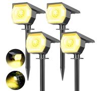 kolpop 4 Piezas Luces Solares Exterior Jardin, Impermeable IP67 Luz Solar Exterior, Potente Focos LED Solares para Caminos, Suelo, Patio, Terreza y Camping (Blanco Calido)