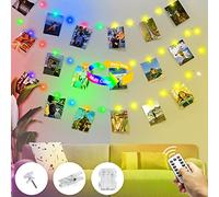 Kolpop Colgar Fotos de Luces, 5m 50 Led Clip Cadena de Luces LED 30 Pinzas Para Fotos Fotoclips Guirnalda de Luces Pinzas con Luz para Colgar Fotos Por Habitaciones, Bodas （Blanco Cálido & Multicolor）