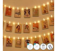 kolpop Colgar Fotos de Luces, 8 modos, con mando a distancia, 5 m, 50 LED, resistente al agua, alimentada por pilas, ideal para el salón, Navidad, bodas y fotos de fiestas