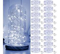 kolpop Guirnalda Luces LED Pilas, 18 Piezas 20 LEDs 2M Luces Navidad Pilas, Impermeable Luces Decorativas para Habitacion, Fiesta, Jardín, Bodas, Compleaños Luces de Hadas, (Blanco Frío)