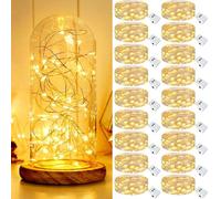 kolpop Guirnalda Luces LED Pilas, 18 Piezas 20 LEDs 2M Luces Navidad Pilas, Impermeable Luces Decorativas para Habitacion, Fiesta, Jardín, Bodas, Compleaños Luces de Hadas, (Blanco Cálido)