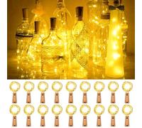 kolpop Luces de Botella, 18 Piezas Guirnalda Luces Pilas 2M 20 LED luz de Botella Impermeable luces led pilas Decoracion para Interior,Habitacion,Bodas,Fiesta de Navidad,Blanco Cálido