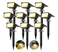 kolpop Luces Solares LED Exterior Jardin [10 Piezas/77 LEDs],3000K Cálido Luz Solar Exterior,Impermeable IP65,1800LM Focos Solares para Patio,Piscina,Macetas,Suelo,Calzada,Terraza,Césped,Carril