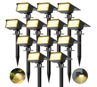 kolpop Luces Solares LED Exterior Jardin [12 Piezas/77 LEDs],3000K Cálido Luz Solar Exterior,Impermeable IP65,1800LM Focos Solares para Patio,Piscina,Macetas,Suelo,Calzada,Terraza,Césped,Carril