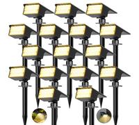 kolpop Luces Solares LED Exterior Jardin [16 Piezas/77 LEDs],3000K Cálido Luz Solar Exterior,Impermeable IP65,1800LM Focos Solares para Patio,Piscina,Macetas,Suelo,Calzada,Terraza,Césped,Carril