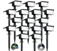 kolpop Luces Solares LED Exterior Jardin [16 Piezas/77 LEDs],6000K Frio Blanca Luz Solar Exterior,Impermeable IP65,1800LM Focos Solares para Patio,Suelo,Calzada,Terraza,Césped,Carril,Camping,Macetas