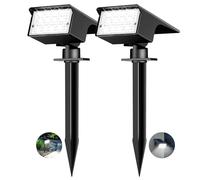 kolpop Luces Solares LED Exterior Jardin[2 Piezas/77 LEDs],6000K Frio Blanca Luz Solar Exterior,Impermeable IP65,1800LM Focos Solares para Patio,Suelo,Calzada,Terraza,Césped,Carril,Camping,Macetas