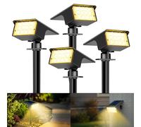kolpop Luces Solares LED Exterior Jardin [4 Piezas/77 LEDs],3000K Cálido Luz Solar Exterior,Impermeable IP65,Focos Solares para Patio,Piscina,Macetas,Suelo,Calzada,Terraza,Césped,Carril