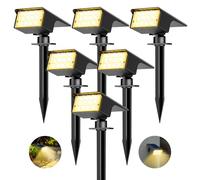 kolpop Luces Solares LED Exterior Jardin [6 Piezas/77 LEDs],3000K Cálido Luz Solar Exterior,Impermeable IP65,1800LM Focos Solares para Patio,Piscina,Macetas,Suelo,Calzada,Terraza,Césped,Carril