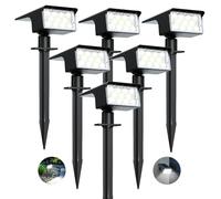 kolpop Luces Solares LED Exterior Jardin [6 Piezas/77 LEDs],6000K Frio Blanca Luz Solar Exterior,Impermeable IP65,1800LM Focos Solares para Patio,Suelo,Calzada,Terraza,Césped,Carril,Camping,Macetas