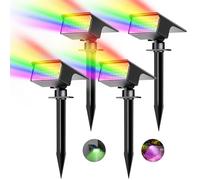 kolpop RGB Luces Solares LED Exterior [4 Piezas/7 Colores], IP65 Impermeable Focos LED Solares Lámpara para Jardín,montaje 2 en 1, Patio,800LM Focos Solares para Patio,Piscina,Macetas,Suelo,Calzada