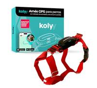 Kolyy Arnés con GPS para Perros Pequeños y Medianos (5 a 12 Kilos) - Localización en Tiempo Real - Seguimiento de Actividad, luz Nocturna LED, Vallas virtuales, historial de rutas (Rojo)