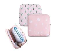 KOLZEMV 2 Bolsas Portátiles de Almacenamiento Reutilizable con Cremallera, Bolsa de Menstruación Sanitarias, Bolsa de Períodos Portátil de Niñas (Rosa)