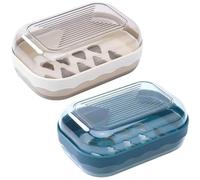 KOLZEMV 2 jaboneras viaje, caja foamie, resistente agua, desagüe, fácil limpieza, tapa, caja red burbujas