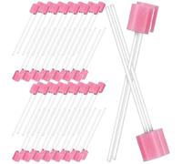 KOLZEMV 60 Piezas Hisopos Dental, Esponja de Limpieza de Dientes, Hisopos Orales Desechables, Diente Limpieza Hisopos, Esponjas De Boca, Hisopos De Boca, Bucal Esponja de Esponja (Rosa)