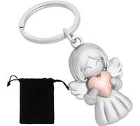 KOLZEMV Ángel de la Guarda Llavero Estrella con Corazón - Regalo Ángel de la Guarda Lucky Charm - Ángel Lucky Charm Llavero Amor - Dulce ángel con corazón como una idea de regalo para novia