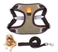 KOLZEMV Arnés para Perro Sin Tirones, arnes perro mediano, arnés perro mediano, Arnés Ajustable para Cachorros con Clips de Correa, Arnés Reflectante y Juego de Correa para Perros Pequeños Medianos（L）