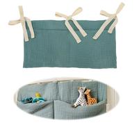 KOLZEMV Bolso Colgante para Cama de Bebé, Organizador Colgante para Pañales, Organizador de Cuna Bolsa de Almacenamiento con Dos Bolsillos Grandes, para Juguetes PañAles Ropa(azul)
