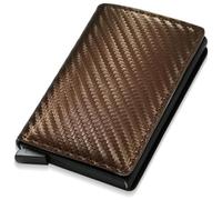 KOLZEMV Cartera Hombre de Cuero, Carteras para Hombre, Cartera Tarjetero Hombre, Tarjetero con Bloqueo RFID, Cartera Tarjetero Hombre pequeño para Crédito, Billetes y Monedas(Bronce)