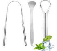 KOLZEMV Limpiador de Lengua, 3 Pieces Limpiador Lingual Acero Inoxidable, tongue scraper, limpiador de lengua, Raspador Lengua, Raspador de Lengua Limpiador, para Reduce el Mal Aliento y Higiene Bucal
