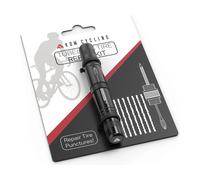 Kit de reparación de neumáticos tubulares para bicicletas de KOM Cycling - ¡8 colores! Arregla daños de neumáticos de bicicleta montañera y de carrera - Incluye horquilla y escariador de reparación