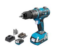 Kit de taladro percutor/atornillador de 20V con 2 baterías de 2.0A y cargador de 22,5x20,3cm de la Serie Profesional KOMA Tools 08750