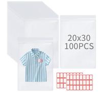 KOMABLEN 100 Piezas Bolsas Zip Resellables, 20x30cm Bolsas Plastico Pequeñas Transparente, Impermeable Bolsas Autocierre, Ziplock Bags Bolsas Cierre Zip Edredón, Almacenamiento, Manta