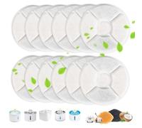 KOMABLEN 12 Piezas Filtros Fuente Gatos, Filtro Fuente Gato Redondo de Repuesto, Filtración Cuádruple Filtro Bebedero Fonte de Agua Carbón Activado de Resina Perro Animal