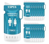 KOMABLEN 15 Piezas Bolsas de Orina Portátiles, 750ml Desechables Orinal Adulto, Urinario Portatil WC Portatil Hombre como a Mujeres Bolsa de Vómito para Acampar, Viajar, Atascos de Tráfico