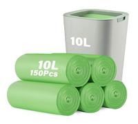 KOMABLEN 150 Bolsas de Basura 10L, 5 Rollos Biodegradable Bolsa Basura, Verde Prueba de Fugas Reciclables Bolsa de Basura Compostable para Sala de Estar, Cocina, Baño, Oficina(45x50cm)