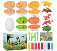 KOMABLEN 18 Piezas Juego de Plastilina Niños, Dinosaurios Juguetes Set Plastelina con 5 Moldes Plastilina, DIY Dinosaurios Juguetes Herramientas plastilina Cumpleaño Regalos 3 4 5 6 Años
