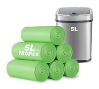KOMABLEN 180 Bolsas de Basura 5L, 6 Rollos Biodegradable Bolsa Basura, Verde Prueba de Fugas Reciclables Bolsa de Basura Compostable para Sala de Estar, Cocina, Baño, Oficina (35x40cm)