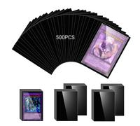 KOMABLEN 500 Fundas Cartas, 66 x 91mm Fundas para Cartas, Transparente Card Sleeves Soft Sleeves, Fundas para Cartas de Comercio para Pokemon, Yugioh, Cartas Futbol Negro