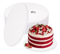 KOMABLEN 6 Piezas 30cm Base para Tartas, 12mm Porta para Tartas, Blanco Cartón Soporte Tartas, Reutilizable Base Pastel para Decoración de Bodas, Cumpleaños y Fiestas