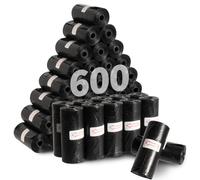 KOMABLEN 600PCS Bolsas Caca Perro Biodegradables, 40 Rollos Bolsas Excrementos Perros con Porta Bolsas Caca Perro, A Prueba de Fugas Dog Poop Bags Accesorios Perro 33x22.8cm(Negro)