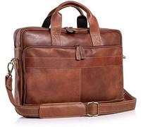 Komal's Passion Leather Maletín de cuero de 18 pulgadas para laptop, bolsas de mensajero para hombres y mujeres, mejor oficina, escuela, universidad, maletín, Tan, Large