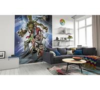 'Komar 018 de DVD2 Marvel Fotomural de "Guardians Of The Galaxy Crew, tamaño 200 x 250 cm (ancho x altura), 2 Las carreteras, incluye de cola, multicolor