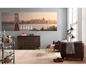 Komar 1 - XXL2 - 055 Komar California Dreaming San Francisco Skyline papel pintado - Mural de pared (368 x 124 cm), color marrón, gris, amarillo, rojo (-)