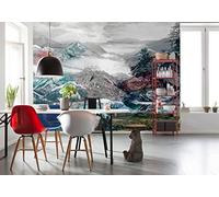 Komar 1 - xXL4 - 053 Komar arriba y abajo Alpine paisaje Scenic papel pintado - Mural de pared (368 x 248 cm)), color azul, gris, blanco (-)