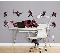 Komar 14741h - Adhesivo decorativo para pared (100 x 70 cm (ancho x alto), 8 piezas, diseño de Deadpool Posing