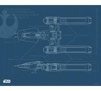 Komar - Cuadro de Pared de Star Wars EP9 Blueprint Y-Wing para habitación de los niños, habitación Juvenil, decoración, impresión artística, sin Marco, Disponible en Tres tamaños, carbón, WB180-50x40