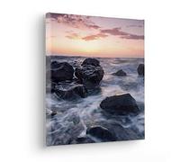 Komar Cuadro en bastidor de madera real - Calm Current - Tamaño 30 x 30 cm - Cuadro en lienzo con diseño de paisaje