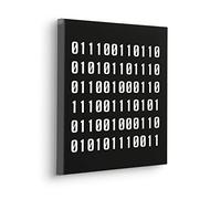 Komar Cuadro en bastidor de madera real - Typo Naughty Binary - Tamaño 40 x 40 cm - Cuadro de pared decorativo para pared, diseño de salón, dormitorio