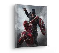 Komar Cuadro en bastidor, diseño del Capitán América vs. Iron Man, tamaño 30 x 30 cm, para habitación infantil, para habitación infantil